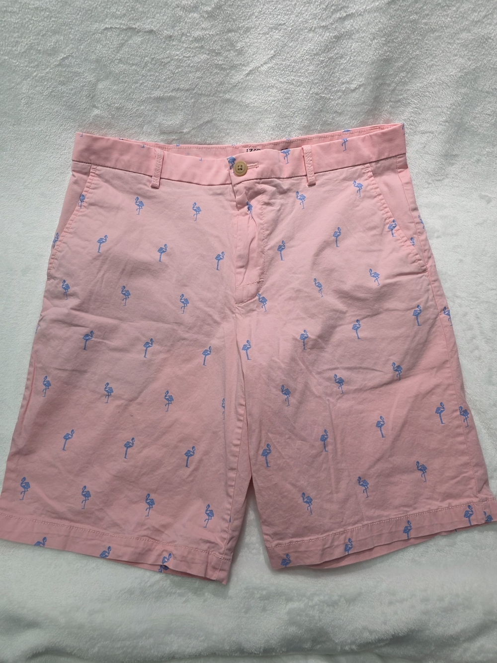 Mens Izod Pink Shorts with Blue Flamingo Print